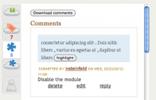 Comment display panel